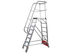 verrijdbare treden-platformladder,eenzijdig,8trede(n),stand H 1,9m