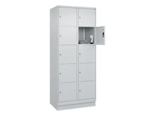 lockerkast,HxBxD 1950x800x500mm,2x5vakken,vak B 400mm,cil.-slot,sokkel - 1