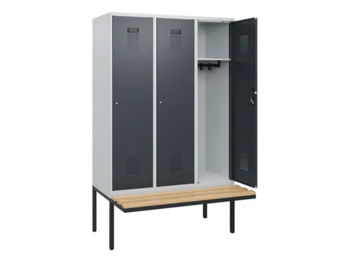 locker met bank,HxBxD 1950x1200x815mm,3vak,vak B 400mm,cilinderslot