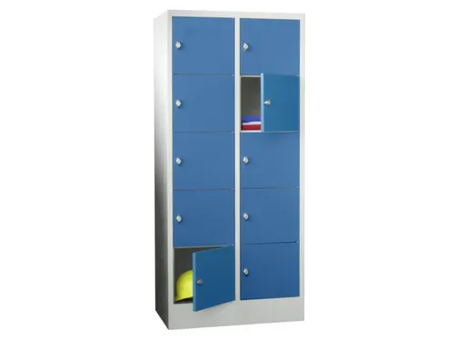 lockerkast,HxBxD 1850x800x500mm,2x5vakken,RAL7035,front RAL5012