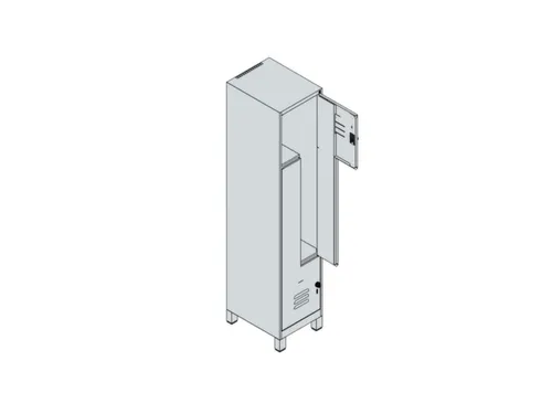 Z-garderobekast,HxBxD 1950x400x500mm,vak B 200/400mm,cil.-slot,voeten