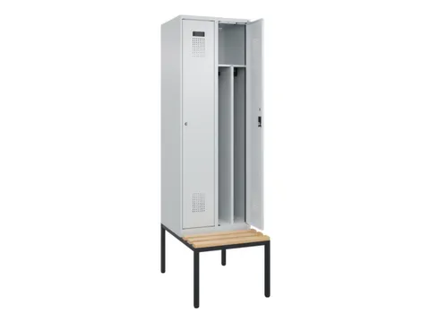 locker met bank,voor scheiding van kleding,HxBxD 2120x600x815mm,2vak