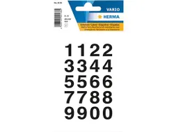 Etiket Herma 4136 20x18mm Getallen 0-9 Zwart op Transparant 40 stuks