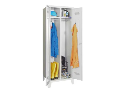 garderobekast,HxBxD 1850x600x500mm,2vak,RAL7035,front RAL7035