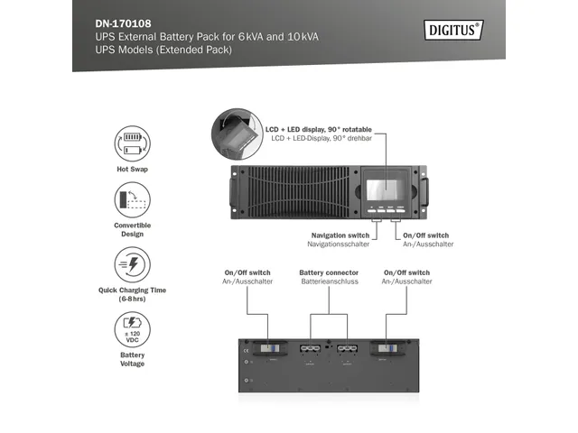 Digitus Extern UPS-Batterijmodule met interne batterij