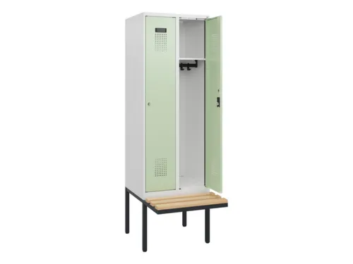 locker met bank,HxBxD 1950x600x815mm,2vak,vak B 300mm,cilinderslot