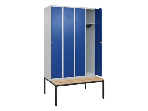 locker met bank,HxBxD 2120x1200x815mm,4vak,vak B 300mm,cil.-slot