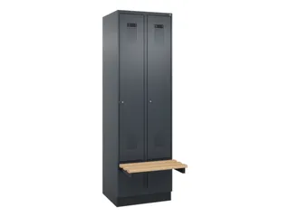 locker met bank,HxBxD 1950x600x815mm,2vak,vak B 300mm,cilinderslot - 2