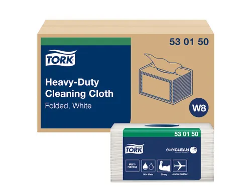 Reinigingsdoek Tork W8 Premium Heavy-Duty 1-laags 45 vel wit 530150