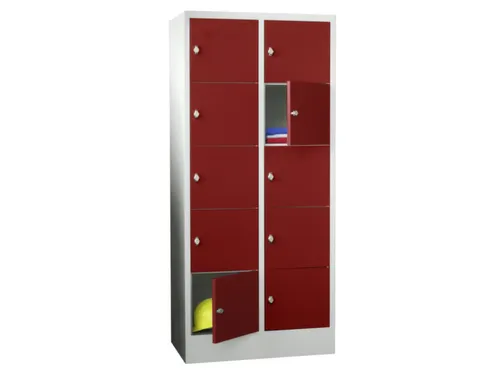 lockerkast,HxBxD 1850x800x500mm,2x5vakken,RAL7035,front RAL3000