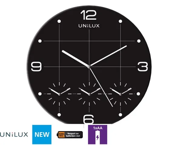 Wandklok Unilux On Time Ø30,5cm zwart/wit tijdzone cijfers