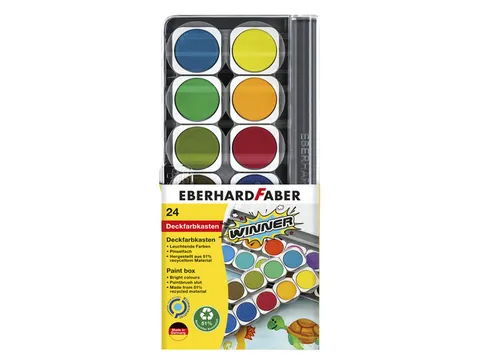 Verfdoos Eberhard Faber Winner 24 kleuren waterverf incl. mengpalet