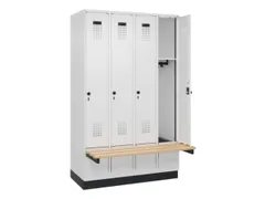 locker met bank,HxBxD 1950x1200x815mm,4vak,vak B 300mm,draaigrendel