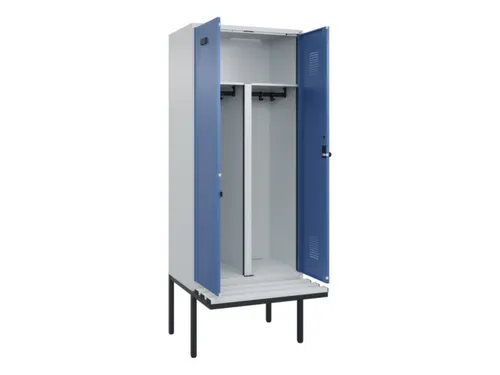 PBM-locker met bank,HxBxD 2120x800x815mm,2vak,vak B 400mm,draaigrendel