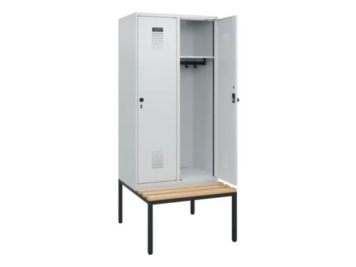 locker met bank,HxBxD 1950x800x815mm,2vak,vak B 400mm,draaigrendel