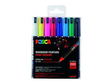 Verfstift Posca PC1MR Extra Fijne punt 0,7mm 8 stuks assorti
