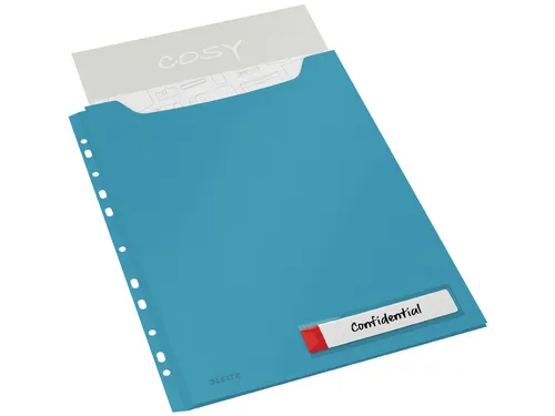 Insteekmap U-model Leitz Cosy harmonica A4 met perforatiestrip PP blau