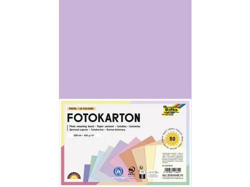 Fotokarton Folia pastel A4 assorti 300gr 50 vel 10 kleuren