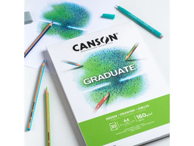 Tekenpapier Canson Graduate Drawing 30vel 160gr A4 helderwit
