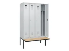 locker met bank,voor scheiding van kleding,HxBxD 2120x1200x815mm,4vak