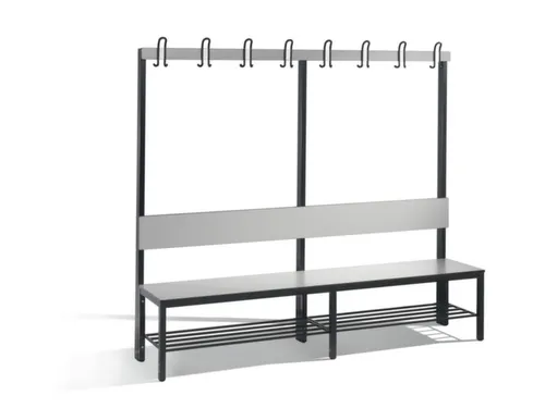 omkleedbank,HxLxD 1710x2000x407mm,HPL zilvergrijs,frame staal RAL7021