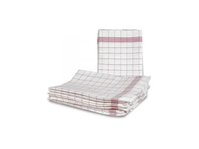 keukendoek,LxB 800mmx600mm,halflinnen,wit/rood,ruitpatroon