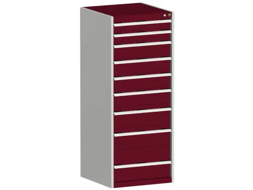 ladekast HxBxD 1600x650x650mm 9laden RAL7035 front RAL3004
