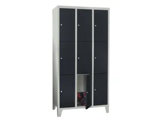 lockerkast,HxBxD 1850x1200x500mm,3x3vakken,RAL7035,front RAL7016 - 2
