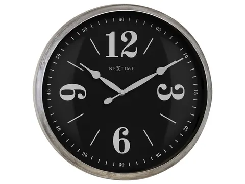 Landelijke wandklok - 39cm - Stille klok - Wit/ ZIlver - NeXtime "Clas