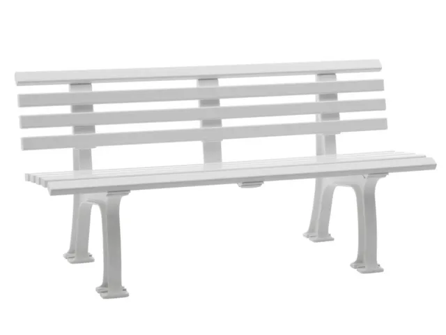 Kunststofbank 740x1500x380mm Zit H 440mm 9 Latten 2 Pootstellen Wit