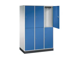 Dubbeldekse garderobekast,RAL 7035/RAL 5010,HxBxD 1950x1220x600mm - 1
