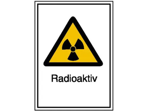 waarschuwings-combibord,v. binnen/buiten,Radioactief,aluminium gemerkt