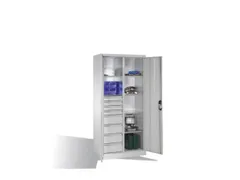 werkplaatskast,HxBxD 1950x930x500mm,romp RAL7035,front RAL7035