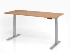 Bureau assis-debout électrique 640-1290x1800x800mm noyer/argenté