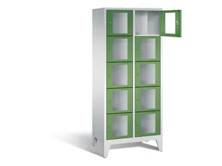 Lockerkast 1850x810x500mm 2x5 vakken Cilinderslot Poten, RAL6011 - 1