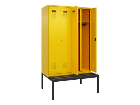 locker met bank,voor scheiding van kleding,HxBxD 2120x1200x815mm,4vak