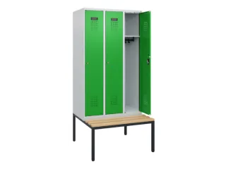 locker met bank,HxBxD 1950x900x815mm,3vak,vak B 300mm,cilinderslot - 1