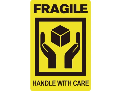 Etiket Geel Zwart Fragile Handle With Care 50.8x76.2mm Rol 200 Stuks