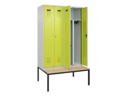 PBM-locker met bank,HxBxD 2120x1200x815mm,4vak,vak B 300mm