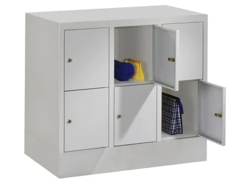 lockerkast,HxBxD 855x900x500mm,3x2vakken,RAL7035,front RAL5010