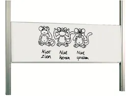 Schoolbord Enkelvlaksbord 100x300cm Verstelbaar Kolom Wit Emaille