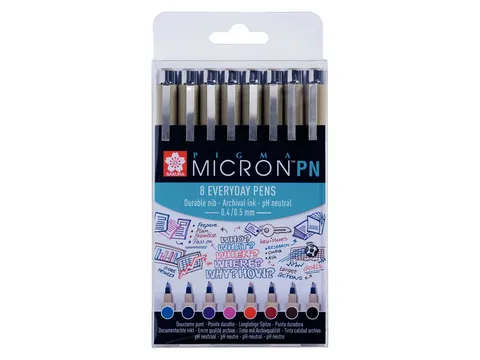 Fineliner Sakura pigma micron 0.4mm blister à 8 stuks assorti