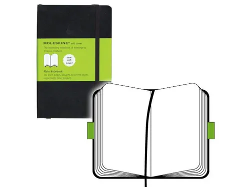 Notitieboek Moleskine pocket 90x140mm blanco soft cover zwart