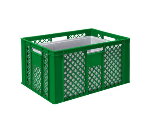 Euronorm-stapelbak,m. isoleerbox,HxLxB 320x600x400mm,63/35l,HDPE,groen