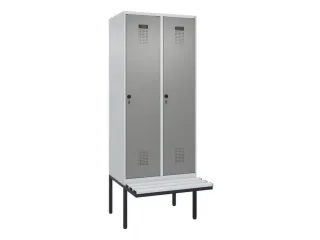 locker met bank,voor scheiding van kleding,HxBxD 2120x800x815mm,2vak - 2