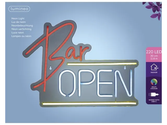 Ledbord Lumineo indoor USB neon Bar Open