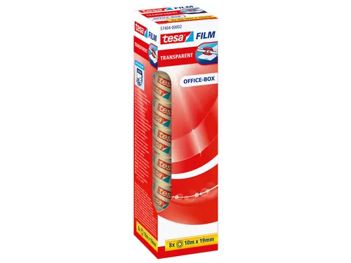 Plakband Tesa film 19mmx10m transparant 8 rollen