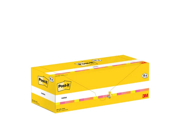 Notes 3M Post-it 654-COL 76x76mm couleurs assorti lot promo