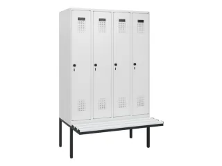 locker met bank,HxBxD 1950x1200x815mm,4vak,vak B 300mm,draaigrendel - 2