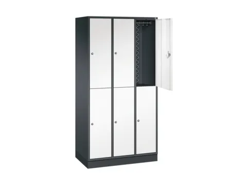 Dubbeldekse garderobekast,HxBxD 1950x920x500mm,3x2vak.,vak B 260mm